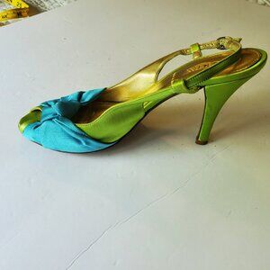 Satin J Crew Slingback Open Toe Shoes Size 6 1/2